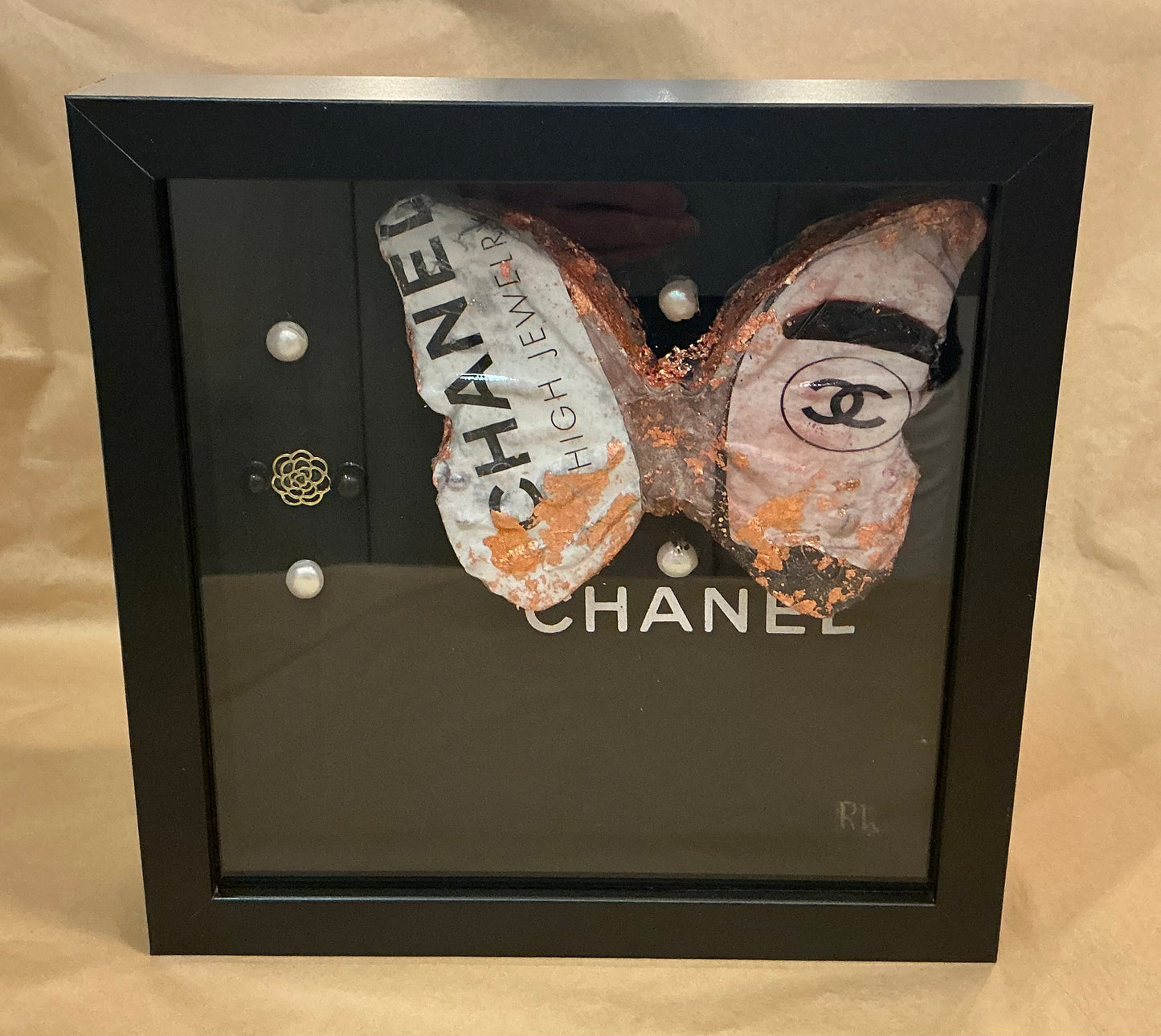 Butterfly Shadow Box (Black/White/Copper)