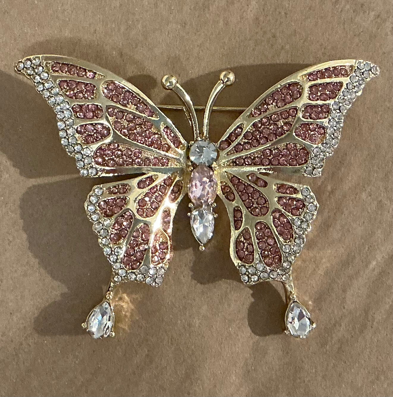 Pink Butterfly Rhinestone Alloy Brooch