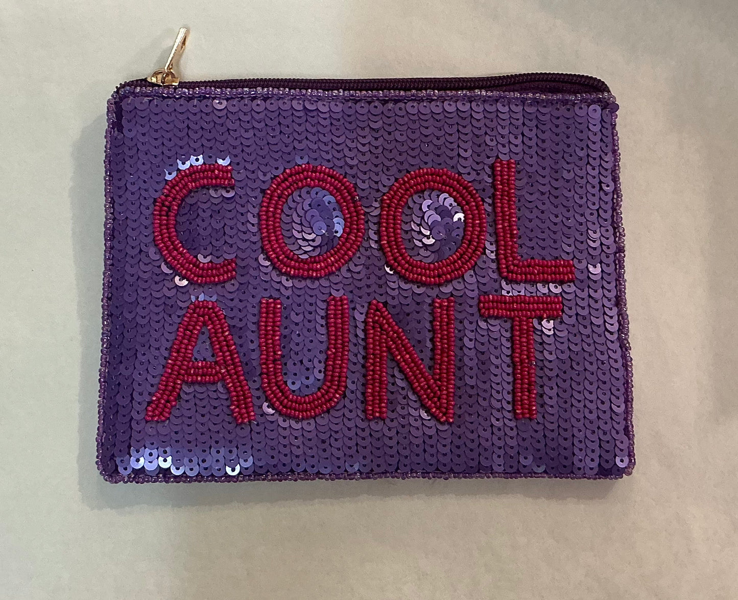 “Cool Aunt” Beaded Coin Purse