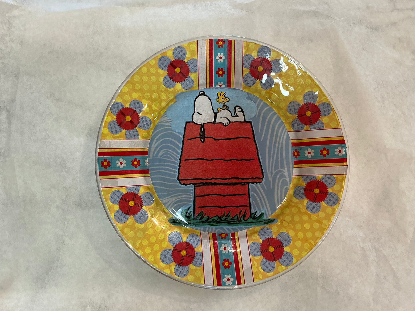 Handmade Decoupage Glass Plates "Snoopy” Exclusive**