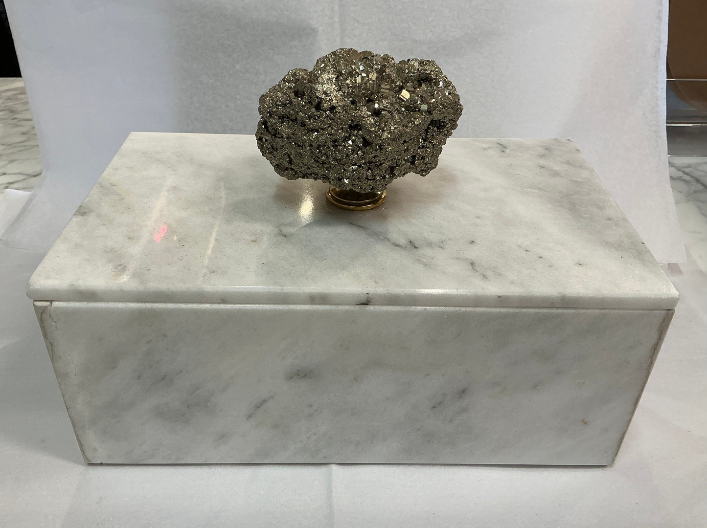 Marble Rectangular Box with Pyrite