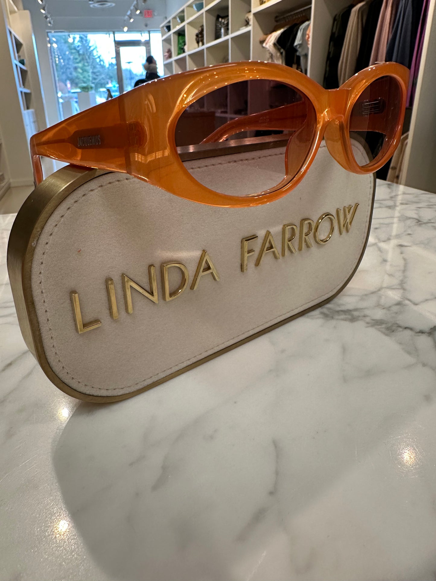 OVALO MILKY AMBER/ SILVER/ ROSE SUNGLASSES by LINDA FARROW