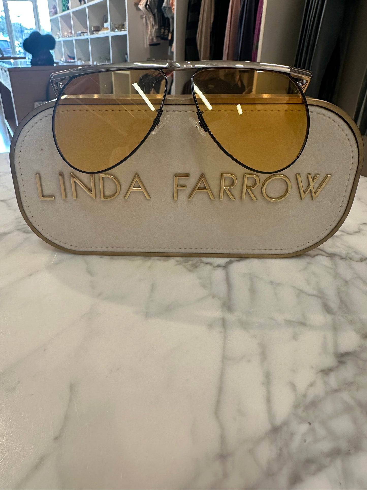 MINA- SILVER/ BLACK/ PEACH SUNGLASSES by LINDA FARROW