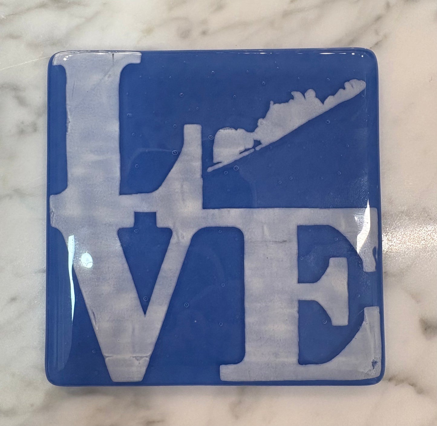 City, State, Love Handmade Fused Single Coaster
