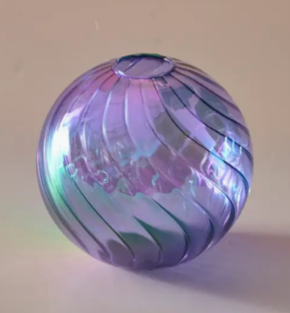 Iridescent Swirled Ball Vase