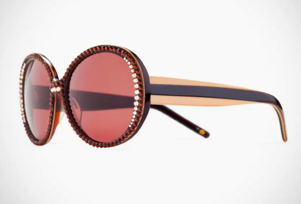 J. Crystal Oversize Crystalized White or Brown Sunglasses