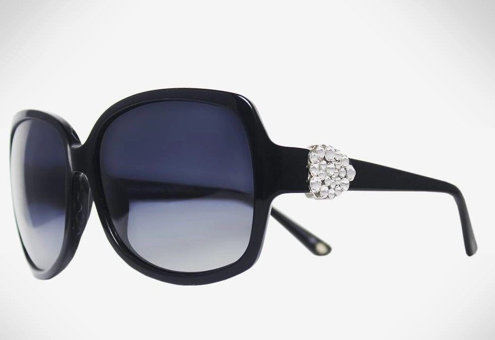 J. Crystal Oversized Black Sunglasses