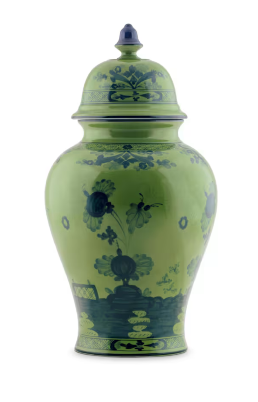 Ginori Oriente Italiano 15" Malachite Potiche Vase with Cover