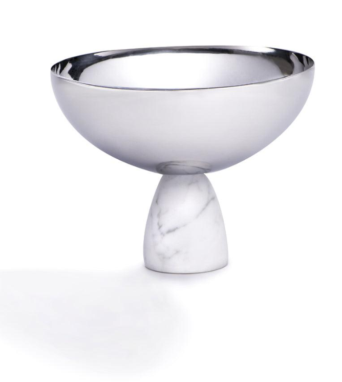 Coluna Nut Bowl, Marble & Silver