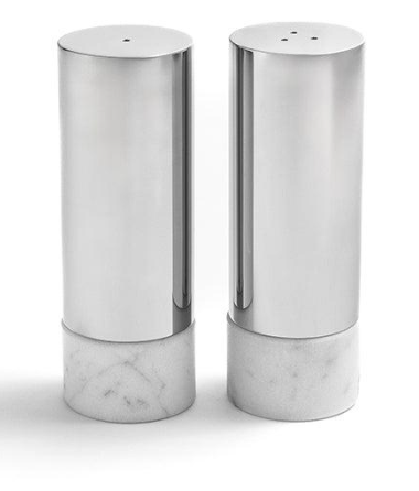 Coluna Dual Salt & Pepper, Marble & Silver, Set of 2