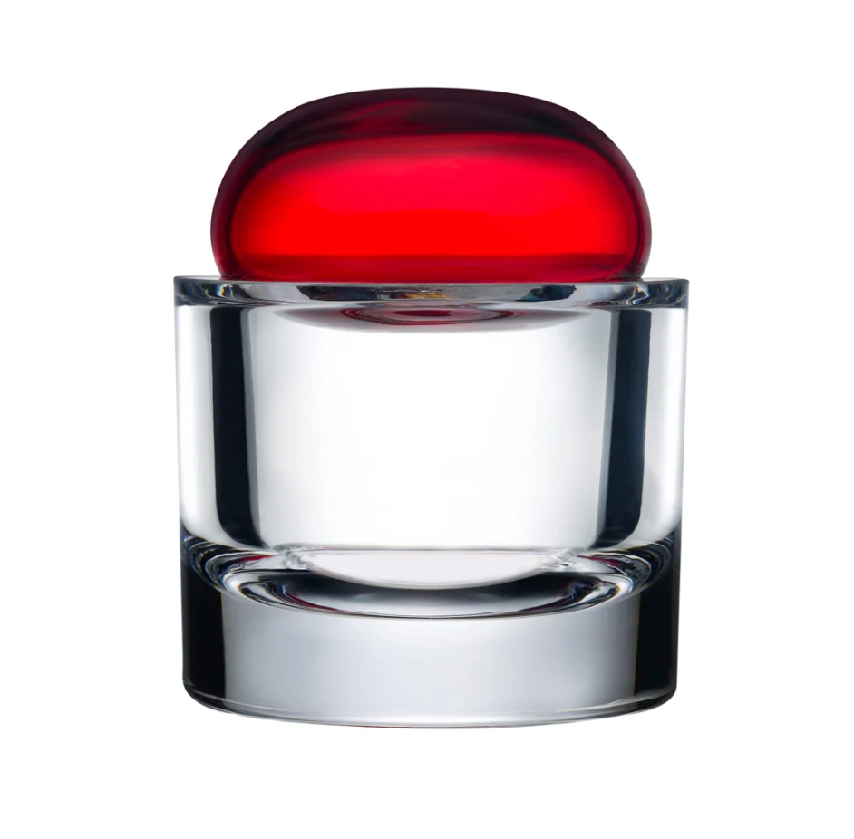 Ecrin Lidded Vessel Small- Red and Clear