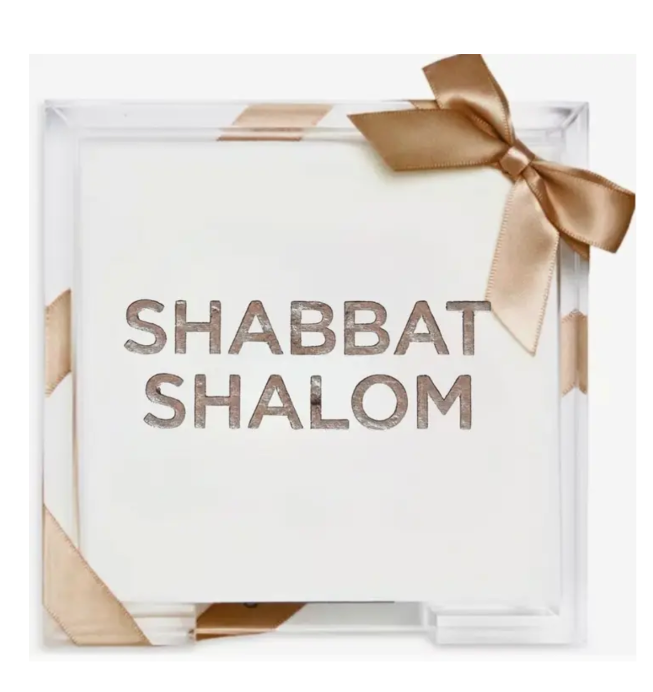 Judaica Acrylic Cocktail Napkin Hostess Set- Shabbat Shalom