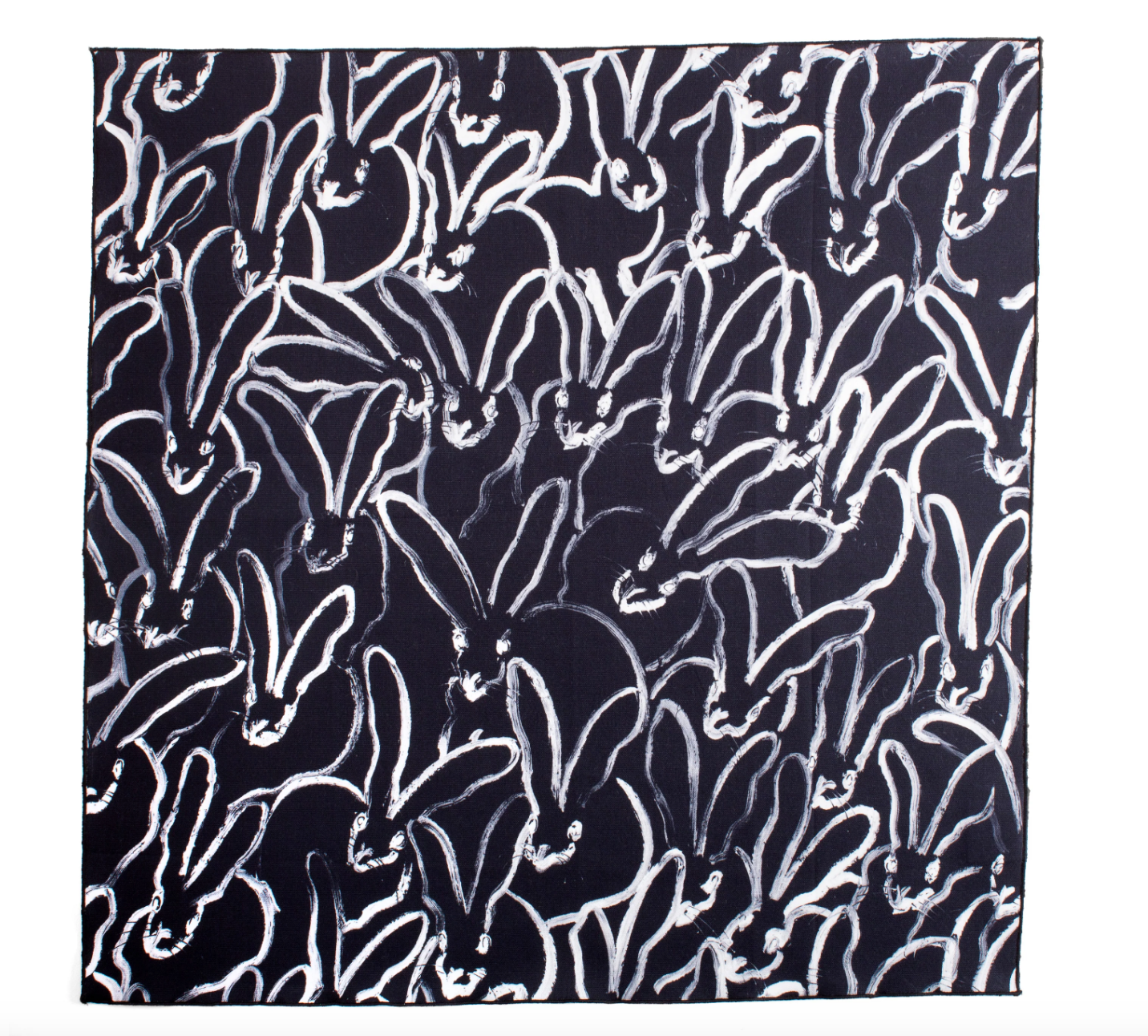 Rabbit Run Cotton Dinner Napkin - Black with White Rabbits