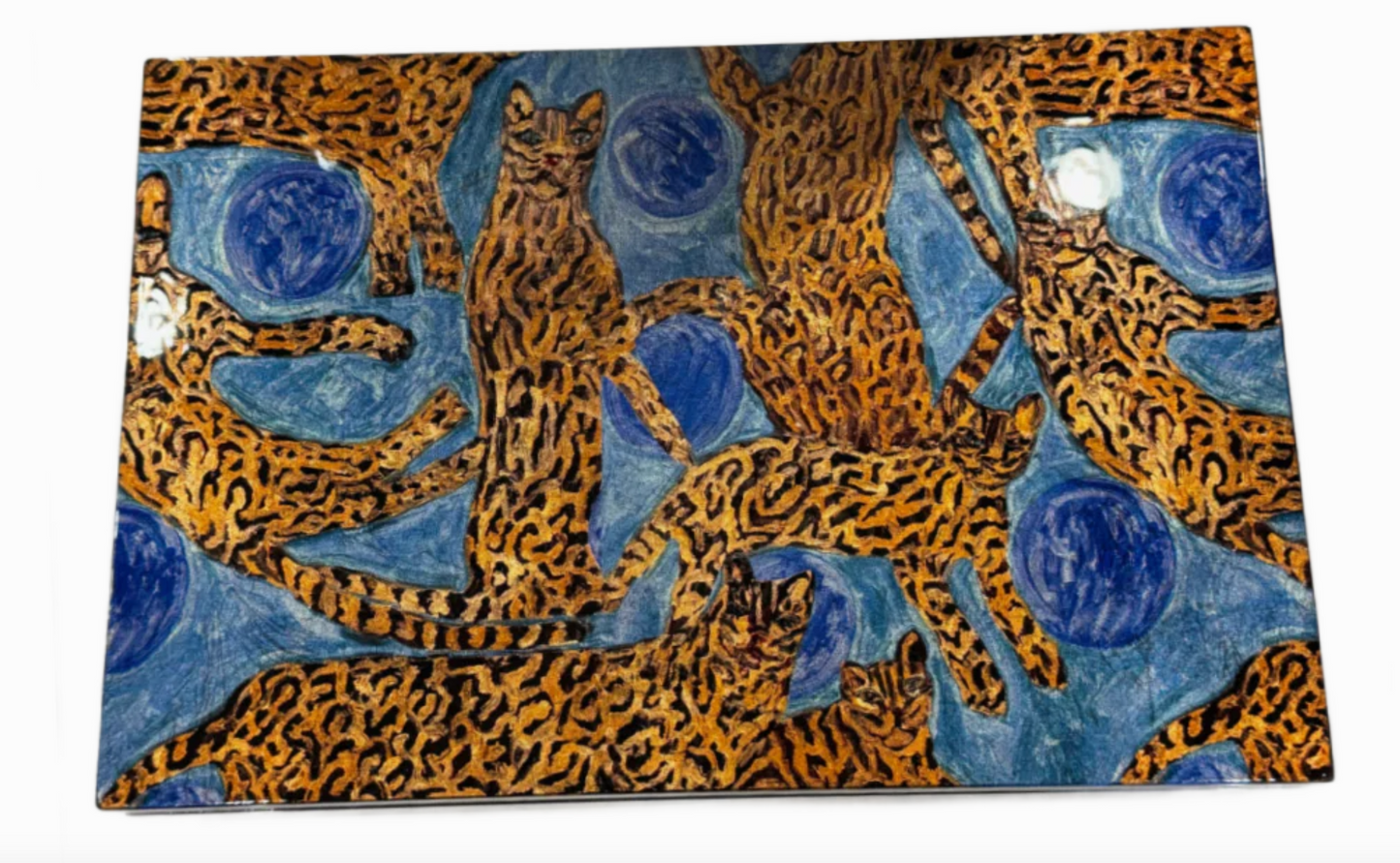 Blue Pearls & Ocelot Lacquer Box