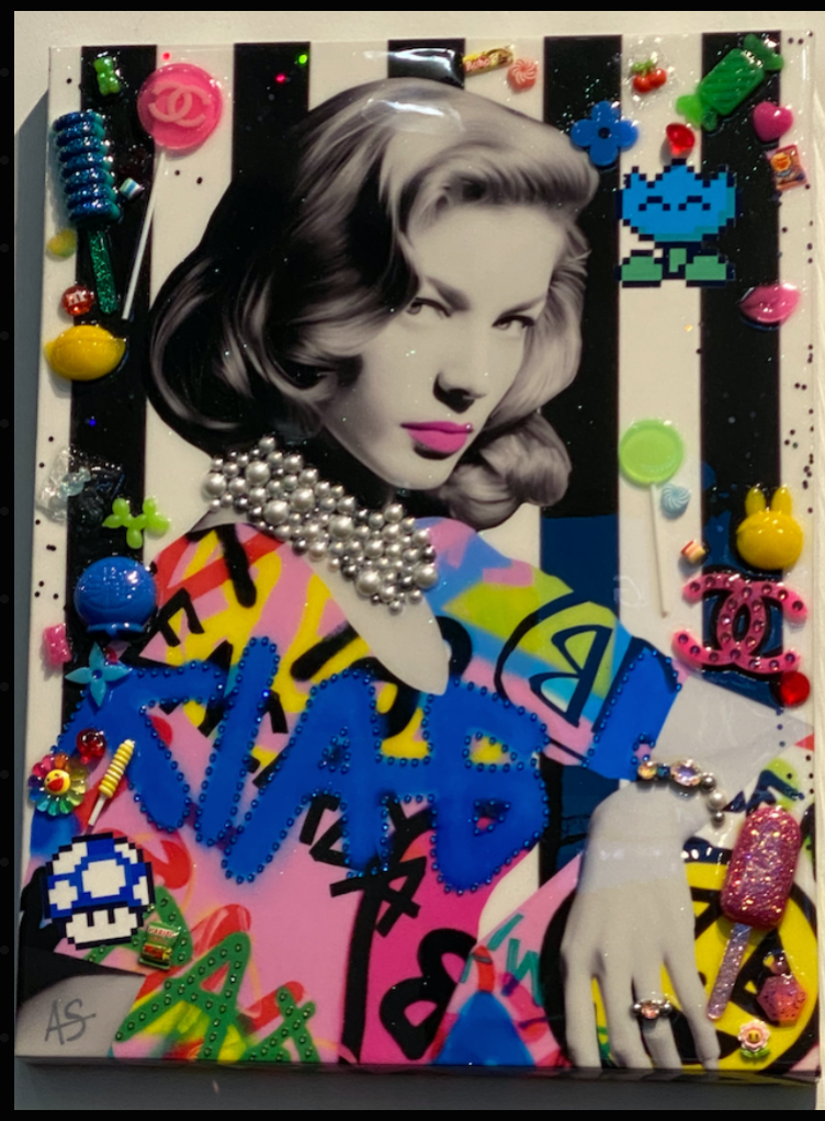 Lauren Bacall Resin Art on Canvas. (one of a kind)