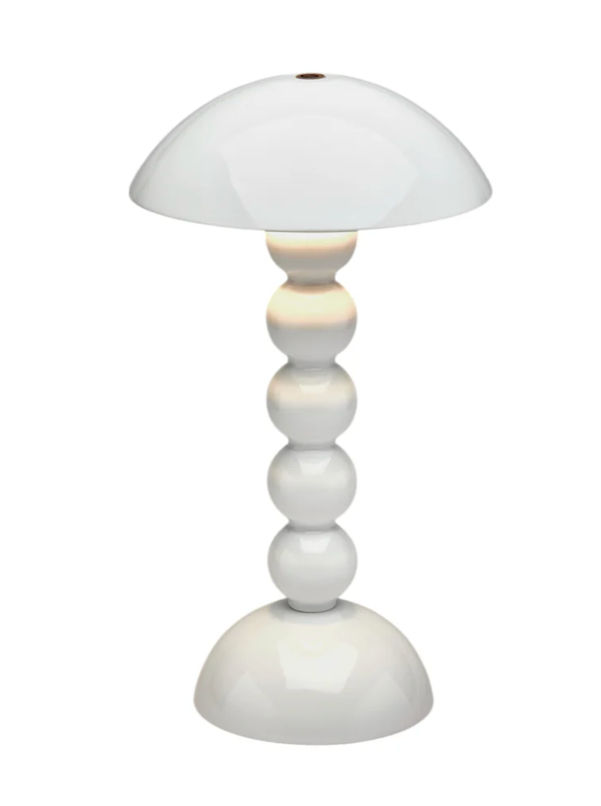 White Lacquer Rechargeable Bobbin LED Lamp