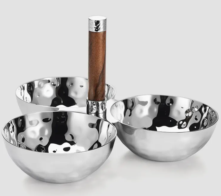 3 Bowl Set w/ Wood Handle