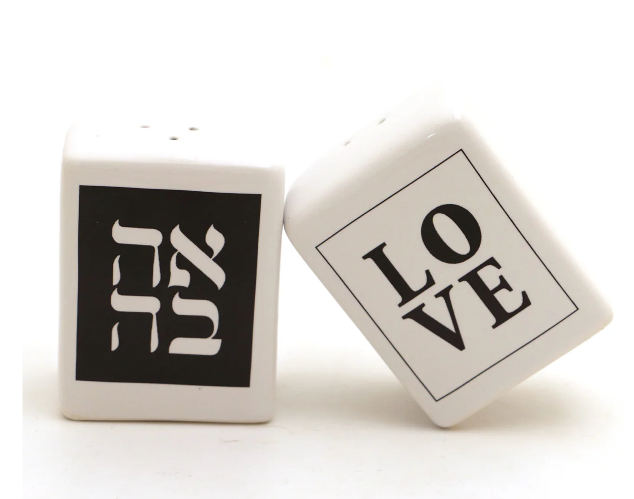 Love and Hebrew Judacia Ahava Salt & Pepper Shakers