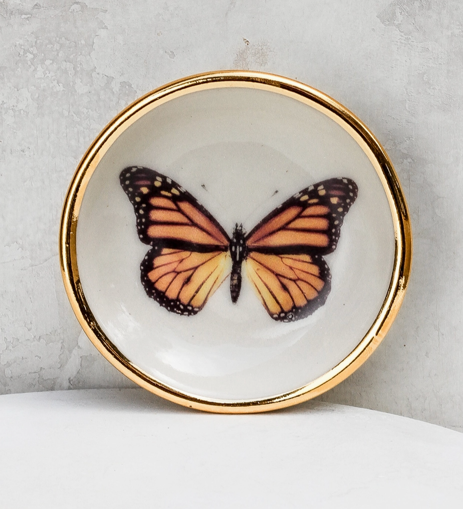 Monarch Butterfly Trinket Dish |Ring Dish|Handmade with Gold