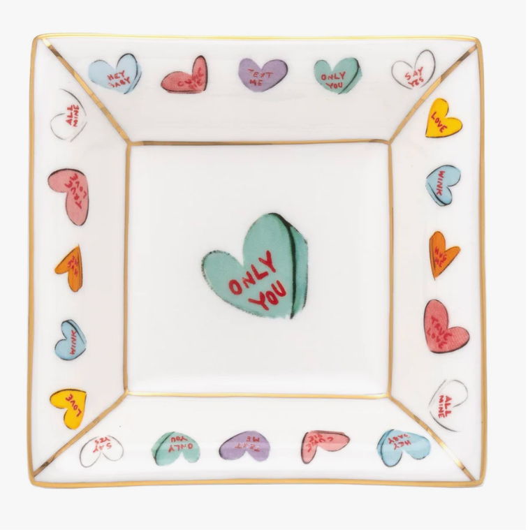 Tug Rice "Only You" - Fine Bone China Square Trinket Tray in White