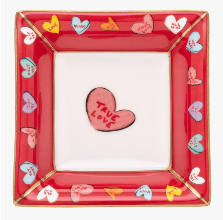 Tug Rice "True Love" - Fine Bone China Square Trinket Tray in Red