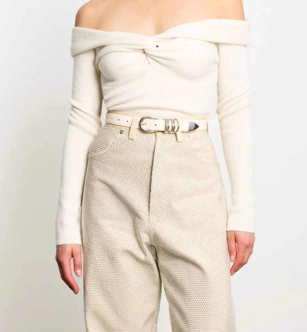 Hollyhock Ivory/Silver belt by DEHANCHE