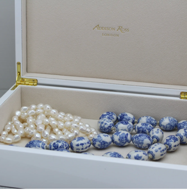 White Storage Box With Gold Trim