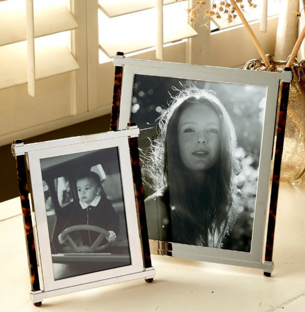 Faux Tortoiseshell & Silver Pillar Photo Frame 5X7