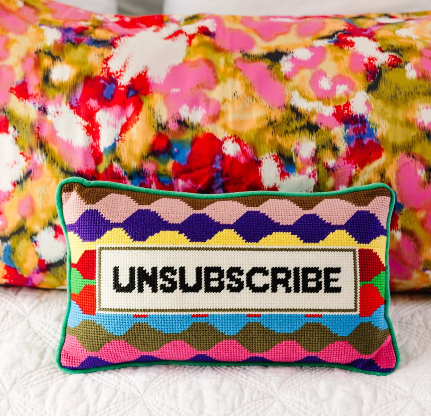 Unsubscribe Needlepoint Pillow