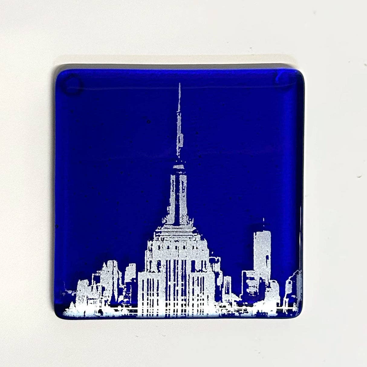 New York City Empire State Building Fused Glass 4" Coaster