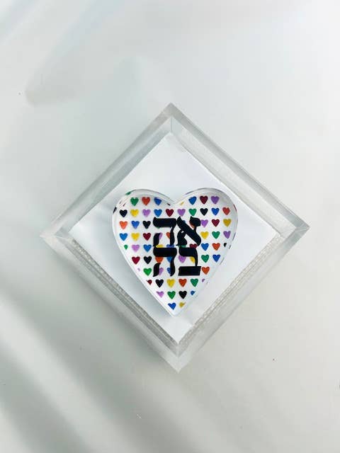 Acrylic Napkin Weight - Ahava Heart (Love)
