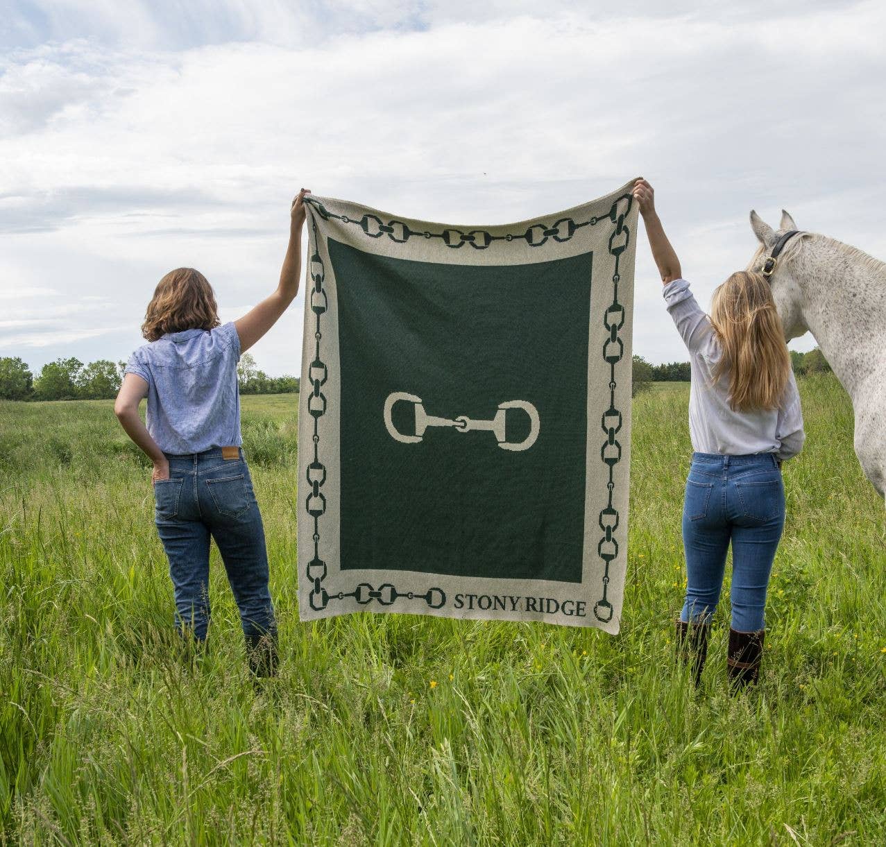 Personalized Equestrian Snaffle Bit Border Throw Blanket