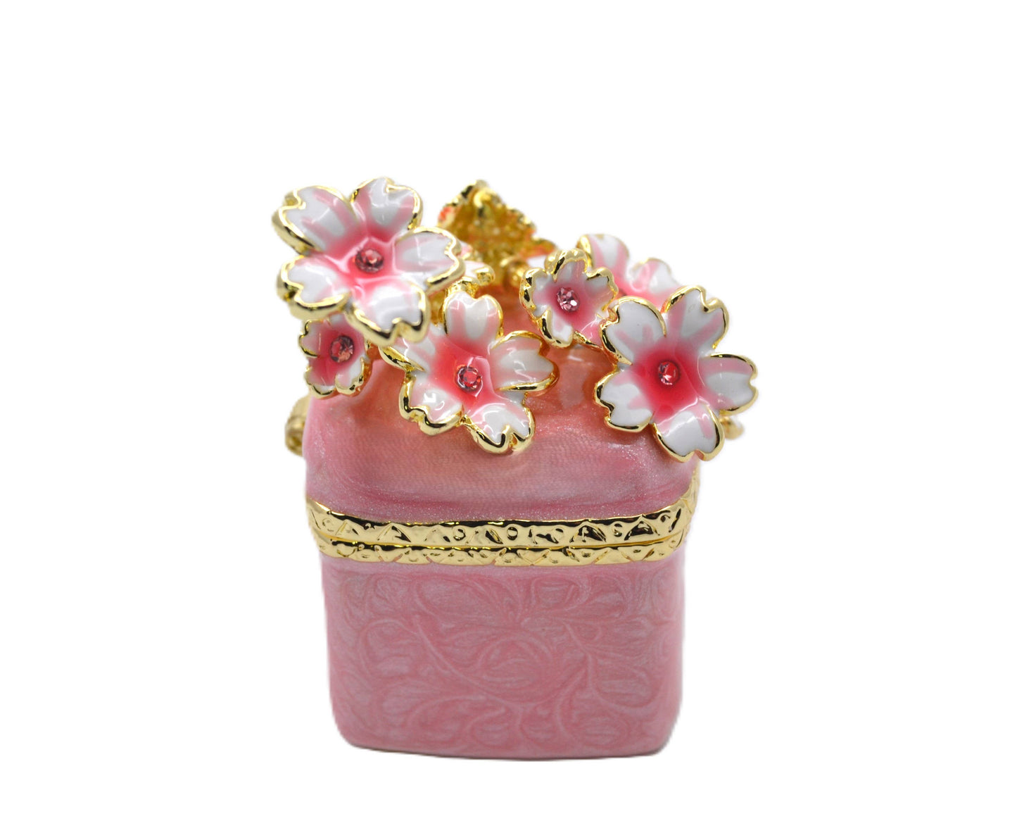 Jeweled Floral Trinket Box. Hand Set Austrian Crystals