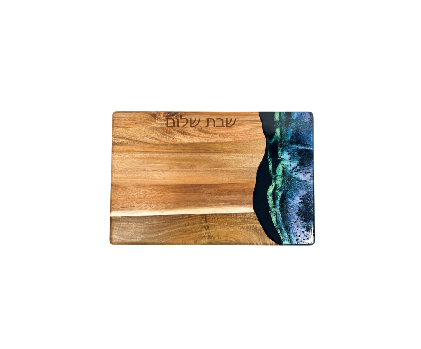 Acacia Judaica Shabbat Shalom Challah Board - Hebrew