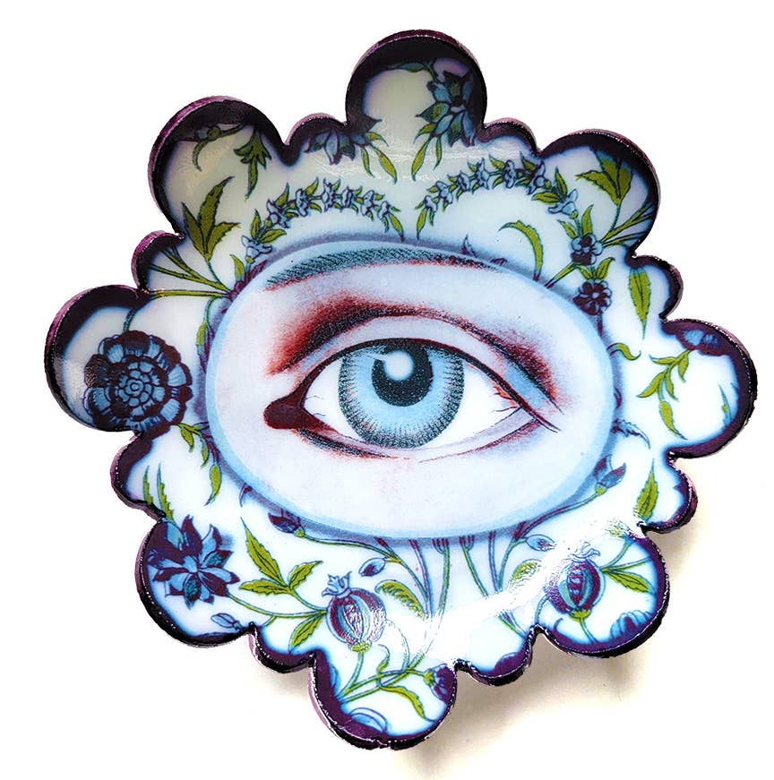 EYE OF FLORA -Hand made glass Trinket dish