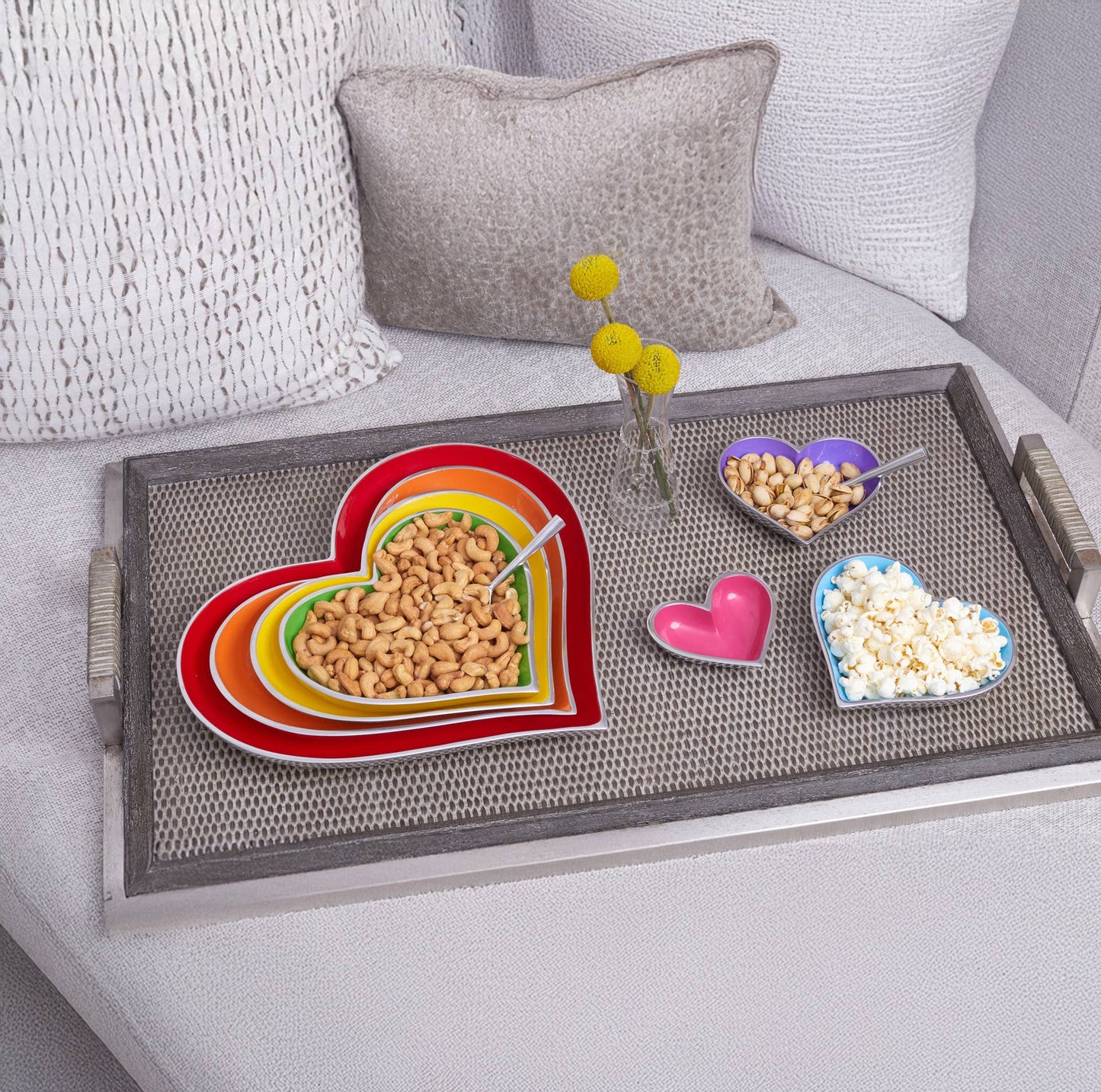 7 Hearts Set with 3 Heart Spoons - Rainbow