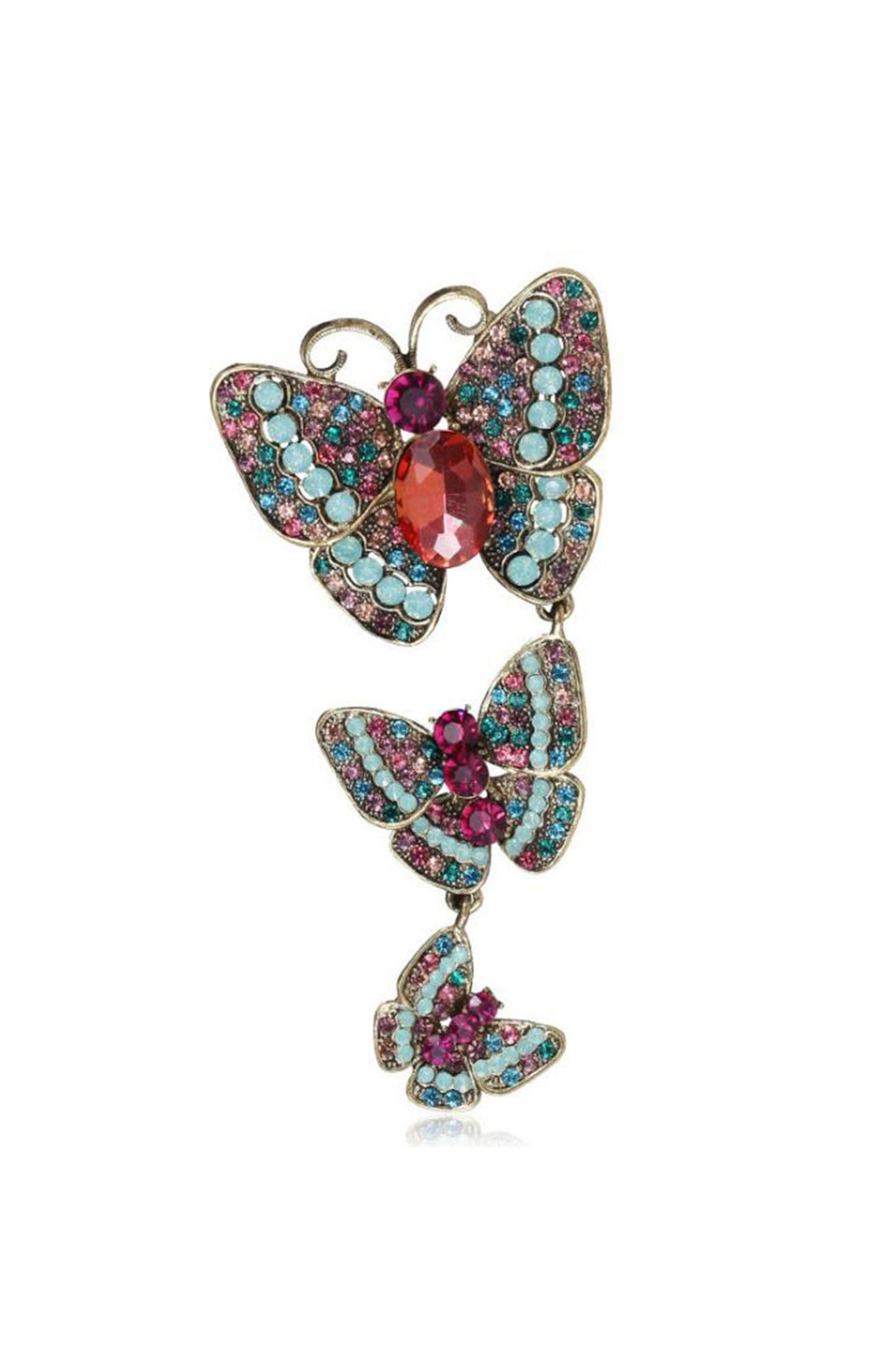 Three Butterflies Crystal Alloy Brooch