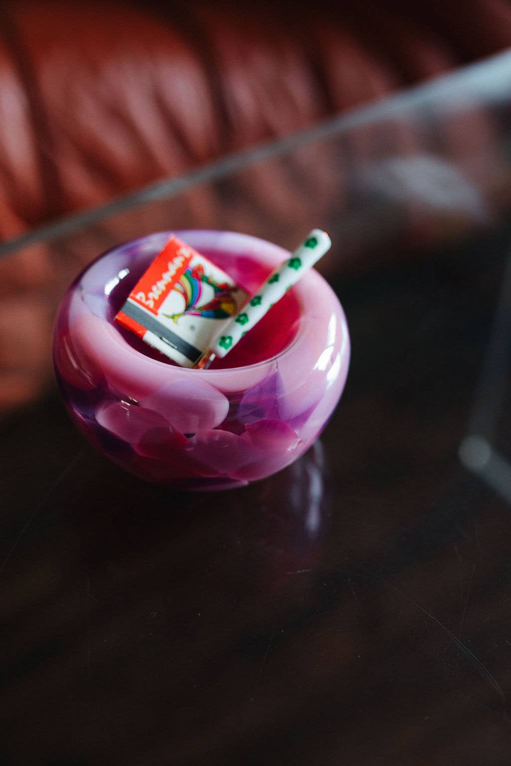 Glass Blown Pink Planet Nest Bowl
