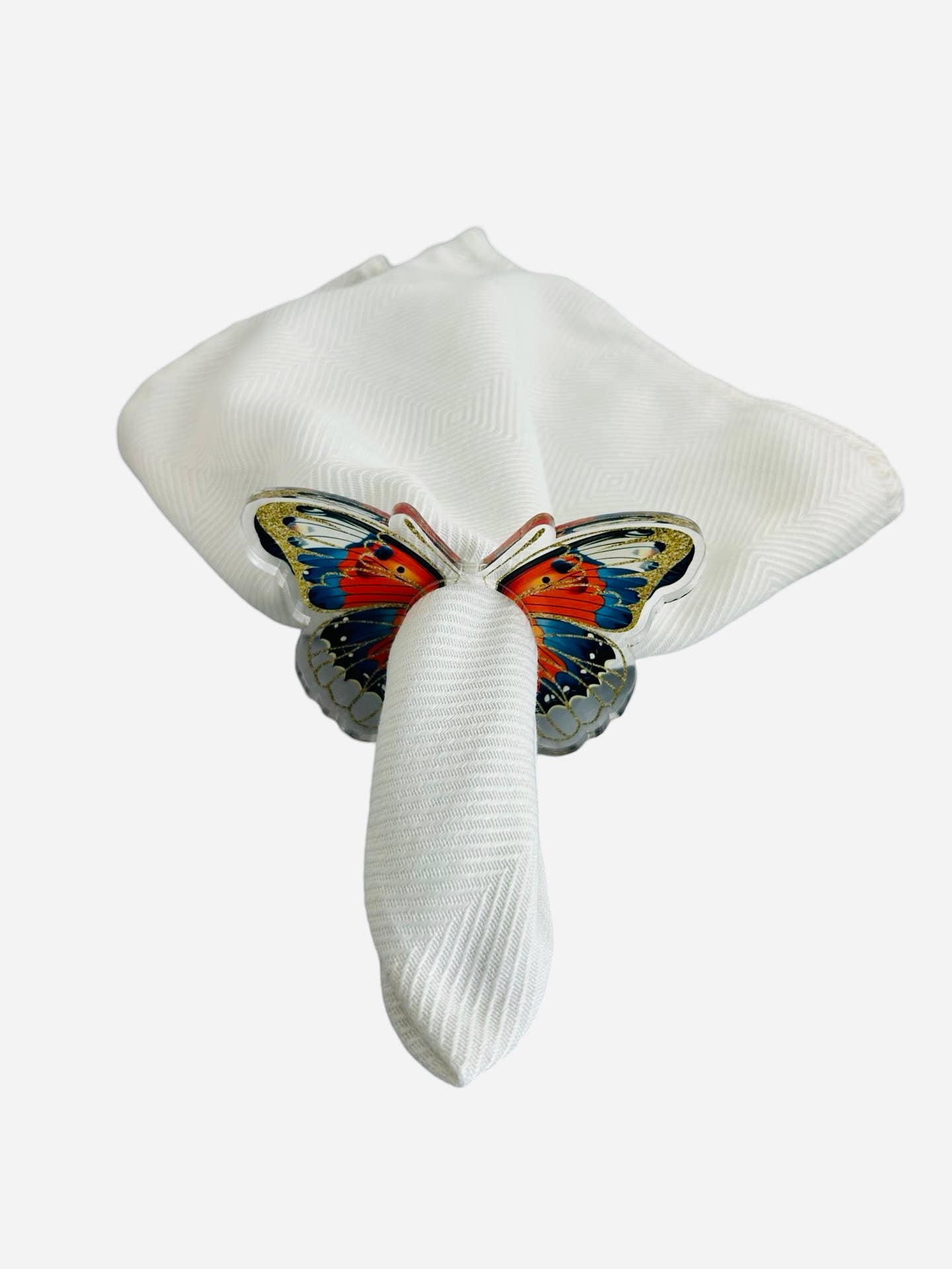 Acrylic Napkin Ring - Orange Butterfly Set of 4