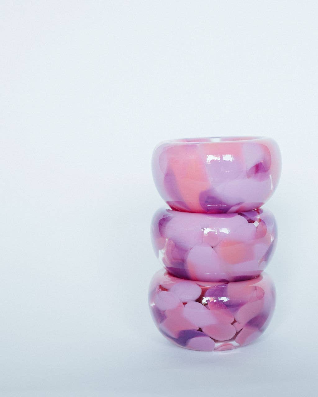 Glass Blown Pink Planet Nest Bowl