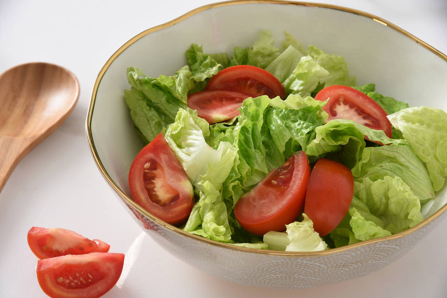 White and Gold Porcelain Bowl-Large