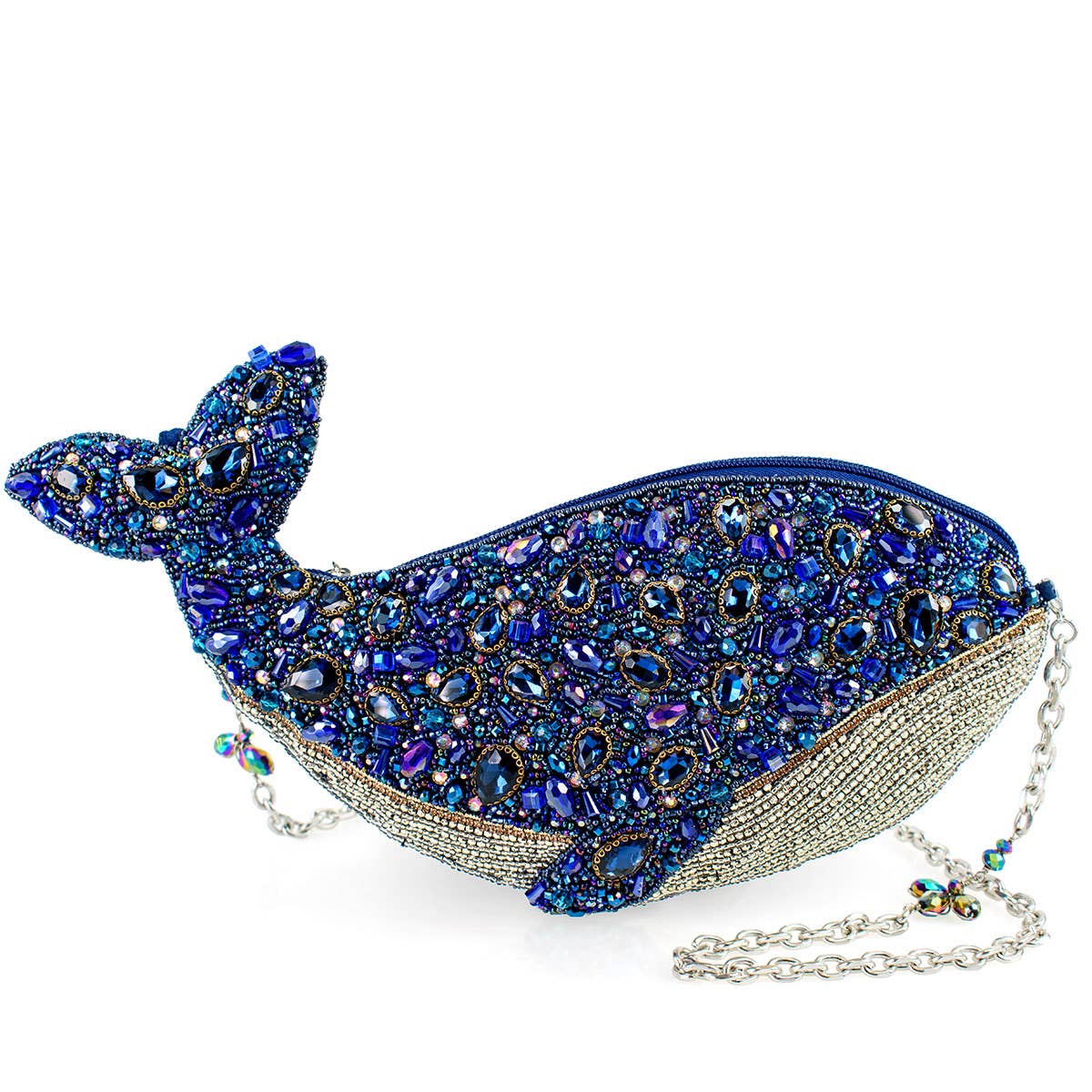 Whale of a Time Gemmed and Jeweled Blue Crossbody Handbag