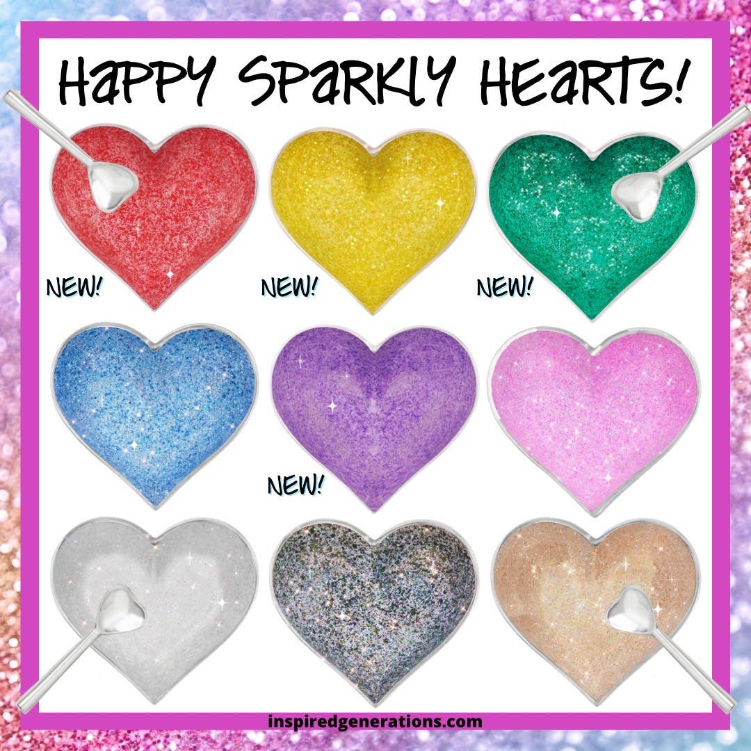 Happy Sparkly Gold Heart with Heart Spoon