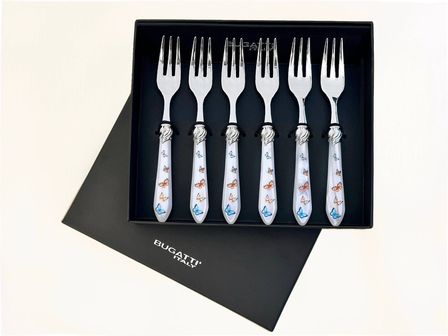 Butterflies Cocktail Forks Set - White
