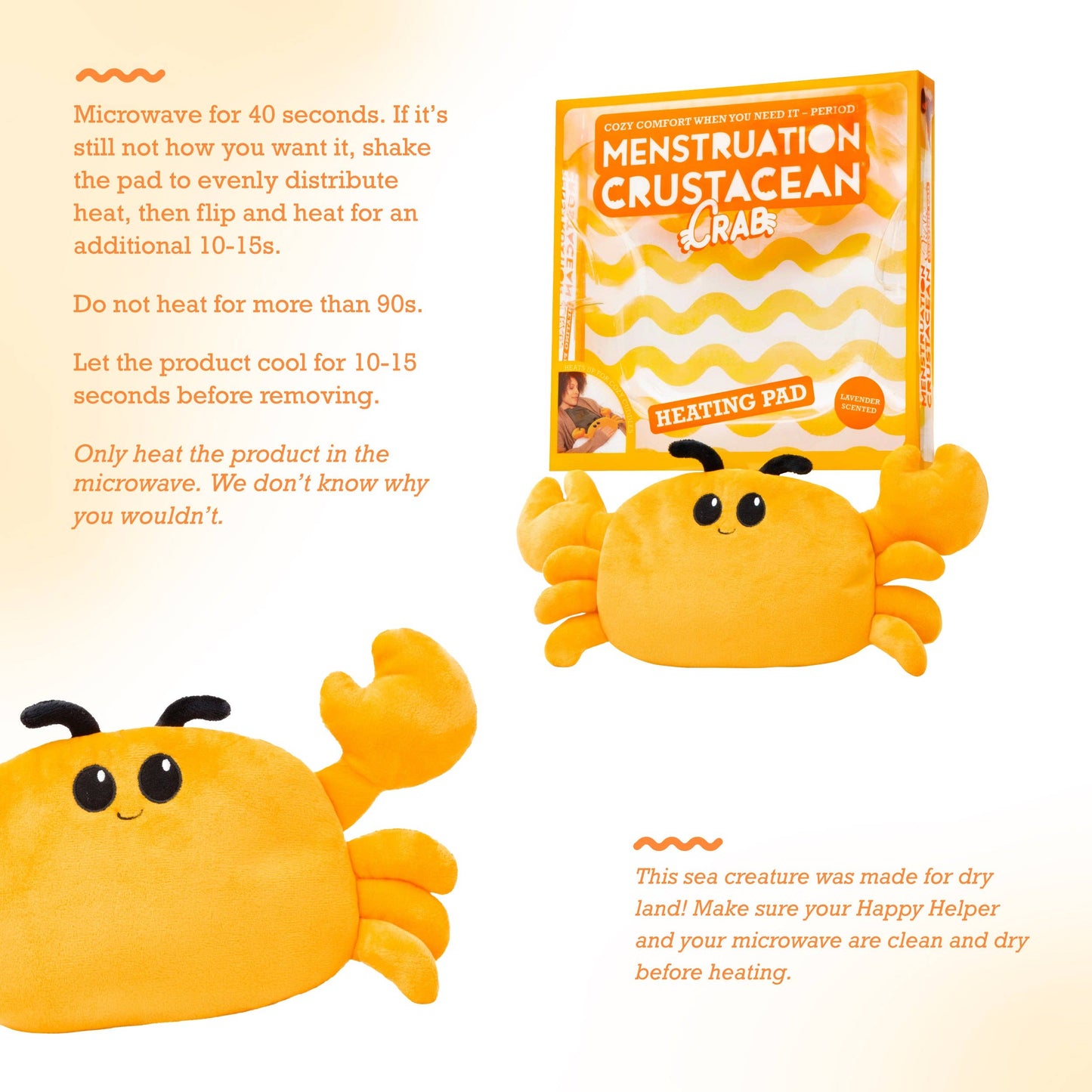 Menstruation Crustacean Crab- Microwaveable Heating Pad