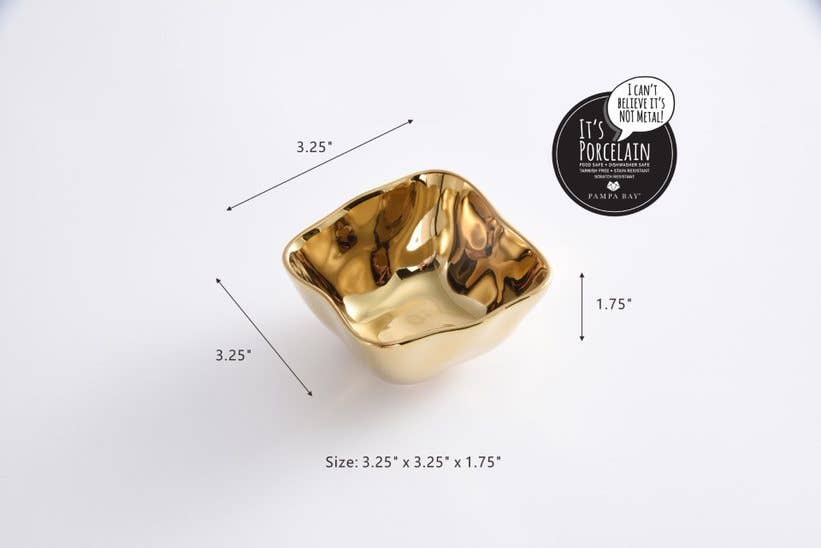 Mini Square Bowl in Gold Porcelain