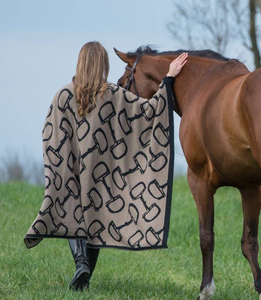 Equestrian Horse Bits Reversible Throw Blanket