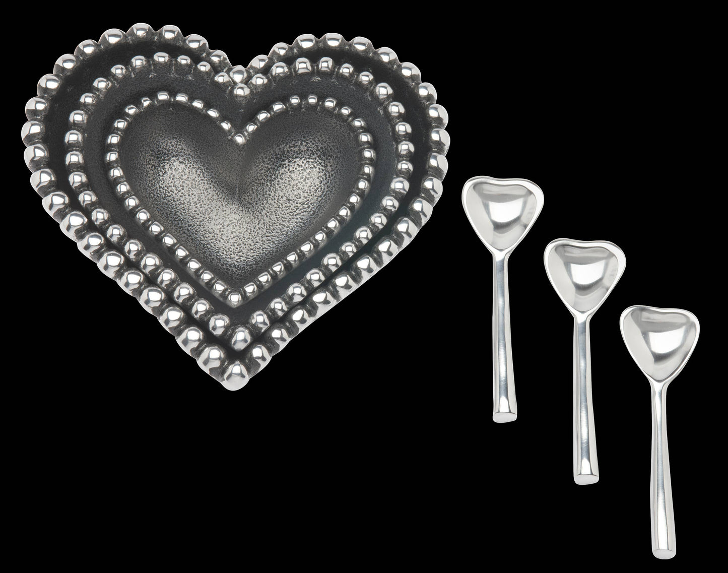 Pearl Heart Bowl Trio with 3 Lil Heart Spoons