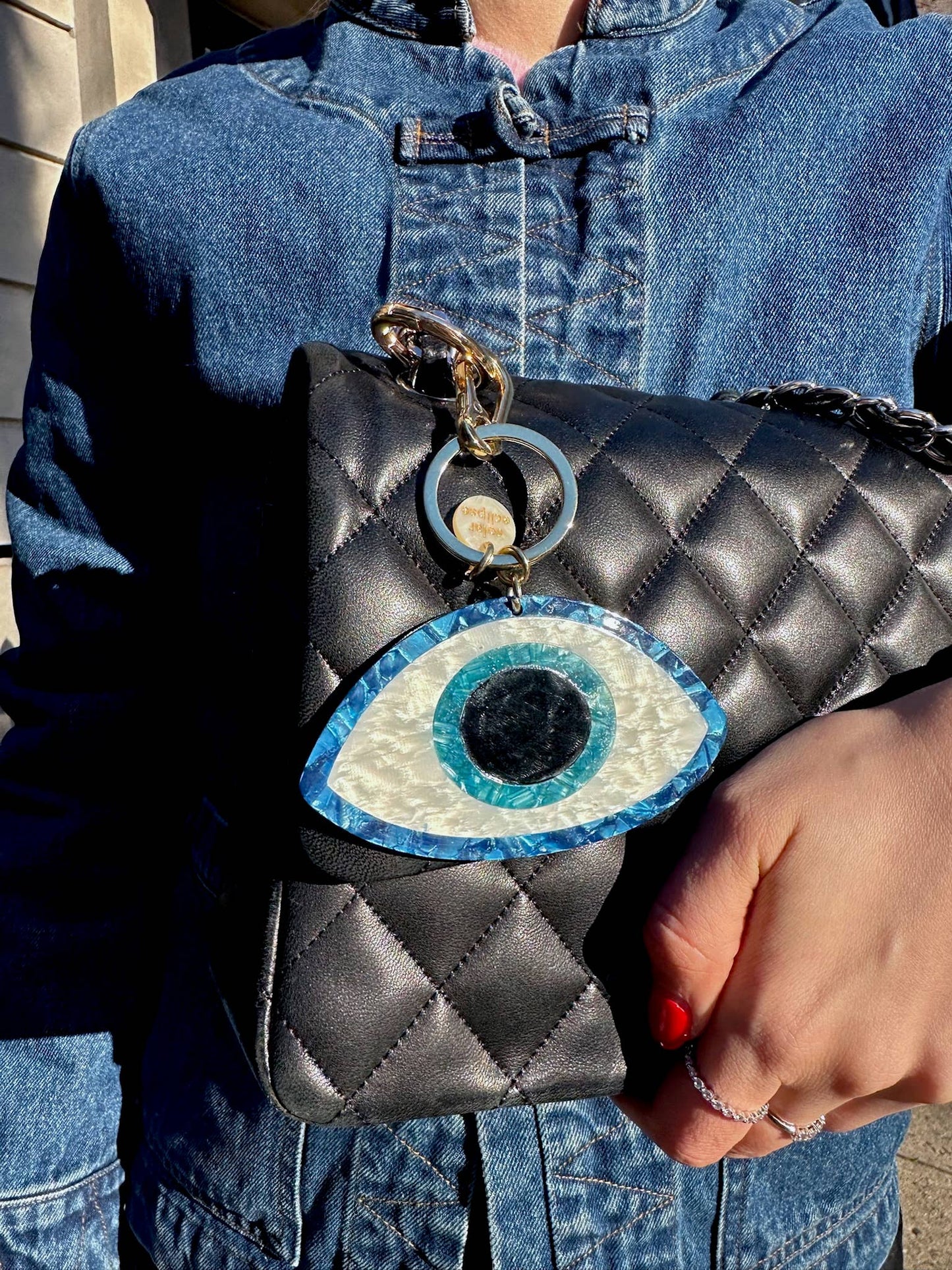 Hand-painted Evil Eye Bag Charm & Keychain | Eco-Friendly