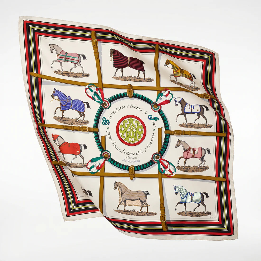 Couvertures et Tenues du Jour Ivory Multi Vintage Silk Scarf Beauty Bag